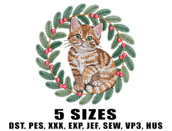 Christmas Cat Wreath Embroidery Design Review