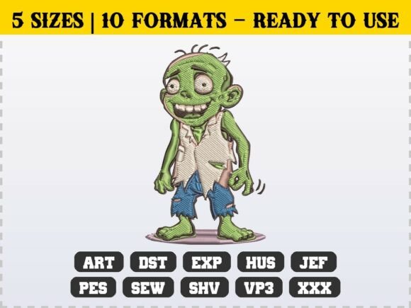 Cute Cartoon Halloween Zombie Embroidery