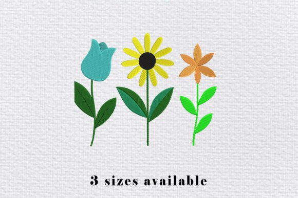 Three Flowers Embroidery Design for Seasonal Collections