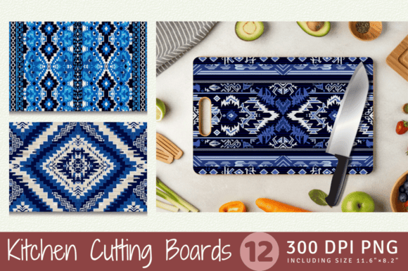 Western Blue Embroidery Aztec Knitted Cu
